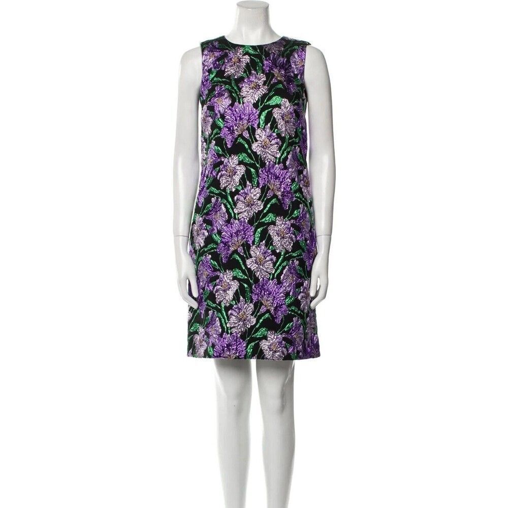 NWT.$4.5k Carolina Herrera Metallic Floral Brocade Shift Dress Sz 2 - Picture 8 of 16